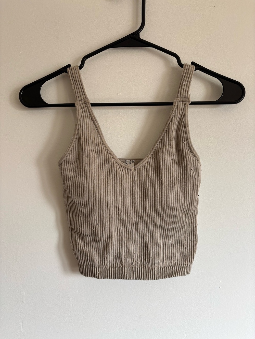 Wishlist Ribbed V-Neck Tank Top in Taupe